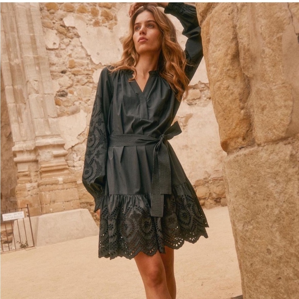 Rails Charcoal Lace Trim Mini Dress